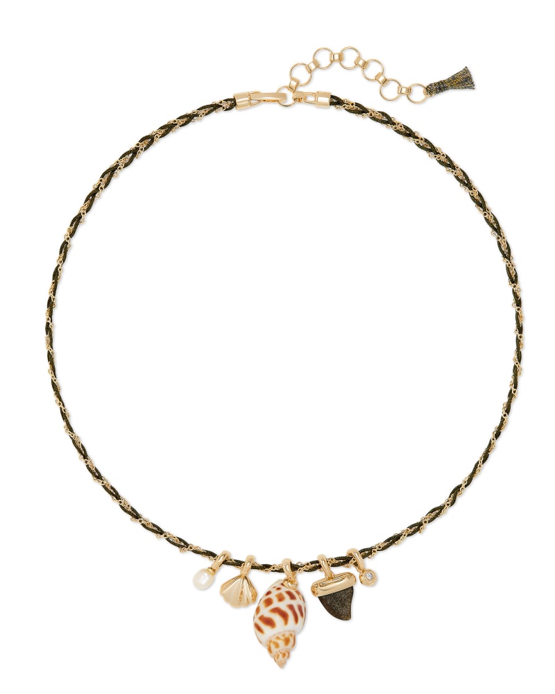 Oleana Gold Charm Necklace in Golden Obsidian image number 0